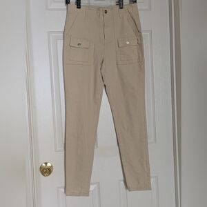 Francesca's Harper Heritage Mid Rise Cargo Jegging Beige Size 27